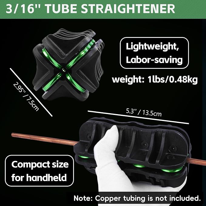 Handheld Tubing Straightener, 3/16 Inch O.D. Tube Straightening Tool for Brake Line Fuel Line Copper/Aluminum/Steel Coils