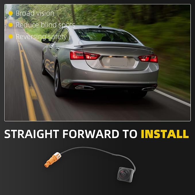 Dasbecan Backup Rear View Camera Compatible with Chevrolet Malibu 2023-2024 1.5L 4Cyl, Reverse Parking Assist, Back Camera Installation Monitor Systems Replaces# 84543080 42861580
