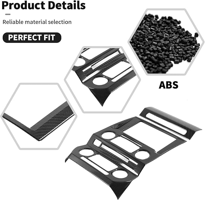 3Pcs Interior Trim Kit Fit for F150 2015-2020, Central Control Navigation Panel/Emergency Light Control Switch/Storage Compartment Decorative Frame (Carbon Fiber)