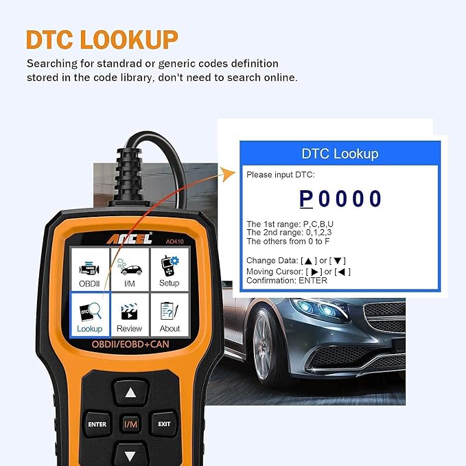 ANCEL AD410 Enhanced OBD II Vehicle Code Reader Automotive OBD2 Scanner with ANCEL Protective Case Storage Bag