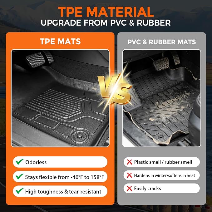 Floor Mats for Jeep Wrangler 4XE 4 Door 2021-2026 (Not for JL, JK or 2 Door), Custom Fit Heavy Duty TPE All Weather Protection, Waterproof Non-Slip Black Car Liners (Two-Row Floor Mats)