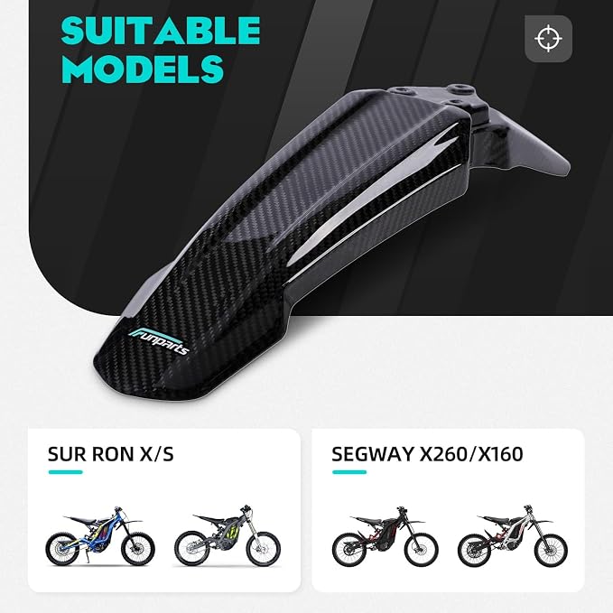 Funparts Sur Ron Front Fender,Carbon Fiber Motorcycle Fender Mud Guard for Surron Sur Ron LBX X260 X160 Electric Dirt Bike