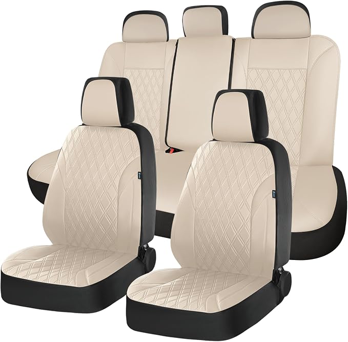 FLORICH Car Seat Covers Full Set, Leather Seat Covers for Cars, Waterproof Car Seat Protector Breathable, Universal Automotive Seat Covers, Front and Rear Car Seat Cover Fit for Most SUV Pick-up Truck