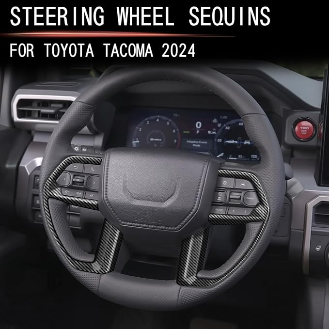 for Toyota Tacoma 2024 2025 2026 for 4Runner 2025 2026 Interior Accessories Steering Wheel & Gear Shift Panel Cover ABS Decorative Frame Trim