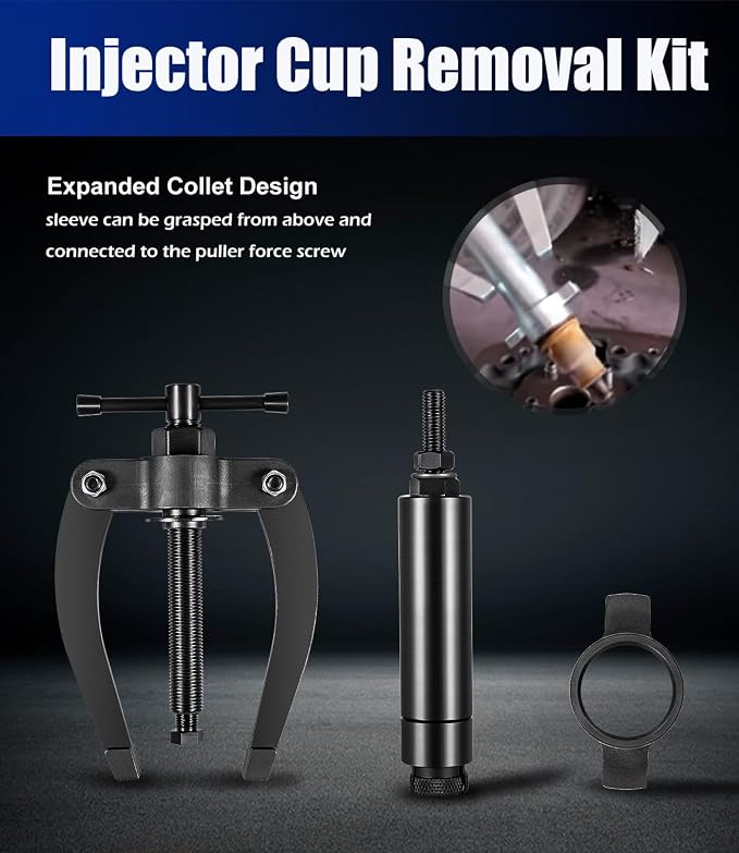 Injector Cup Removal & Installation Tool Kit for Volvo D11 D12 D13 D16 Mack MP7 MP8 MP10 Engines, Heavy Duty Truck Fuel Injector Sleeve Remover Installer, Replaces OEM 9986174 88800387 88800196