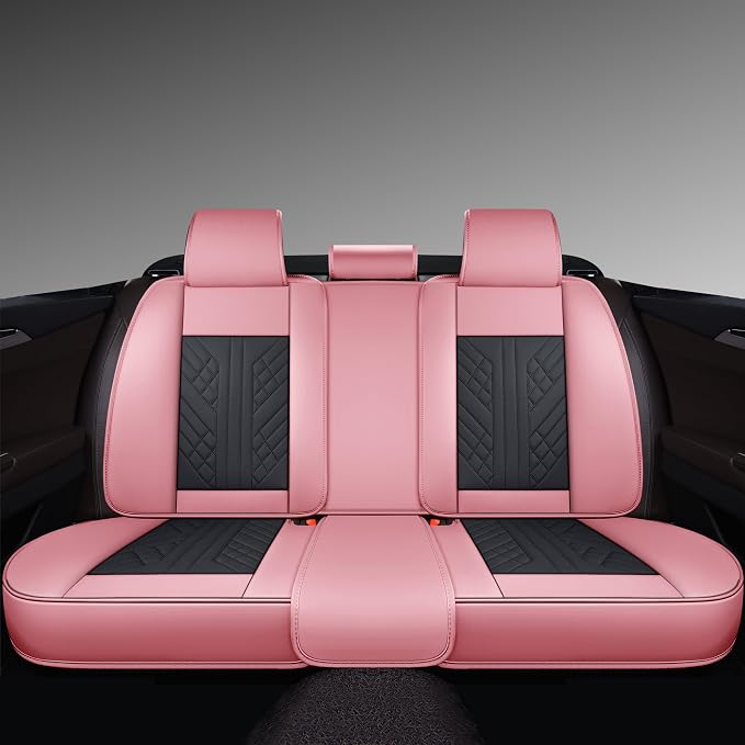 GXT Bench Seat Cover, Premium Faux Leather Bench Seat Covers for Trucks - Universal Fit for Most Sedans SUV Pick-up Truck, Durable for Long Lasting Protection(Pink and Black)