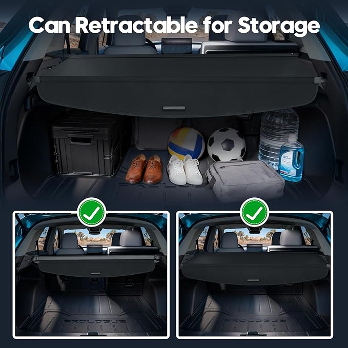 Powerty Retractable Cargo Cover for Honda Prologue/Chevy Blazer EV 2024-2026 (Not for Blazer), Canvas Texture Trunk Cover Privacy Screen Rear Security Shade for Prologue/Blazer EV Accessories