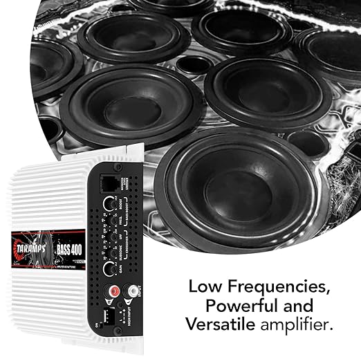Taramps BASS 400 1 Ohm 1 Channel Mosfet Amplifier 400 Watts RMS, Monoblock, Crossover, Bass Boost, RCA/High Level Input, Class D, Car Audio, Monitor Level Remote/M1 Led Monitor, Great for Subwoofers