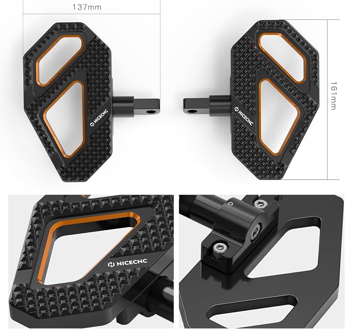 NICECNC Orange Rear Enlarged Passenger Footboard Aluminum Foot Pegs Compatible with Harley Road King Special FLHRXS 2017-2024, Replacement for 50208-04, See Fitments