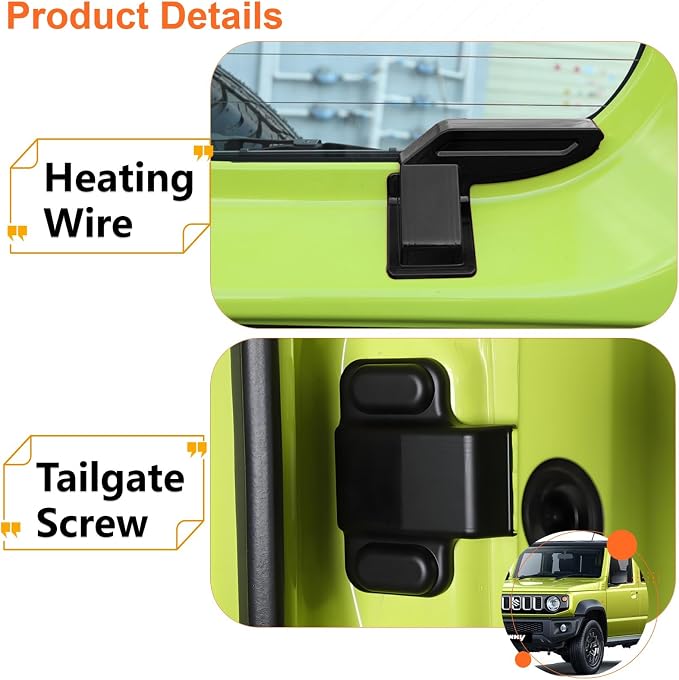YOCTM 4-Pack Tailgate Screw Protection Trim + Rear Windshield Heating Wire Protective Cover Compatible with Suzuki Jimny 2019 2020 2021 2022 2023 2024 2025 JB64 JB74W Black 3 Door 5 Door Accessories