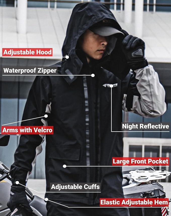 Motorcycle Rain Suit Waterproof Breathable Work Rain Jacket Pants Reflective Raincoat 2 Pieces Rainwear for Men