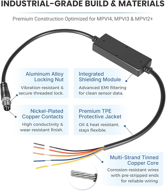 Sensor Input Cable Compatible with HP Tuners MPVI4 MPVI3 MPVI2+ OBD2 Scan Tools - Analog & CAN Bus Data Logging Cable for External Sensors, Replacement for H021-002-06