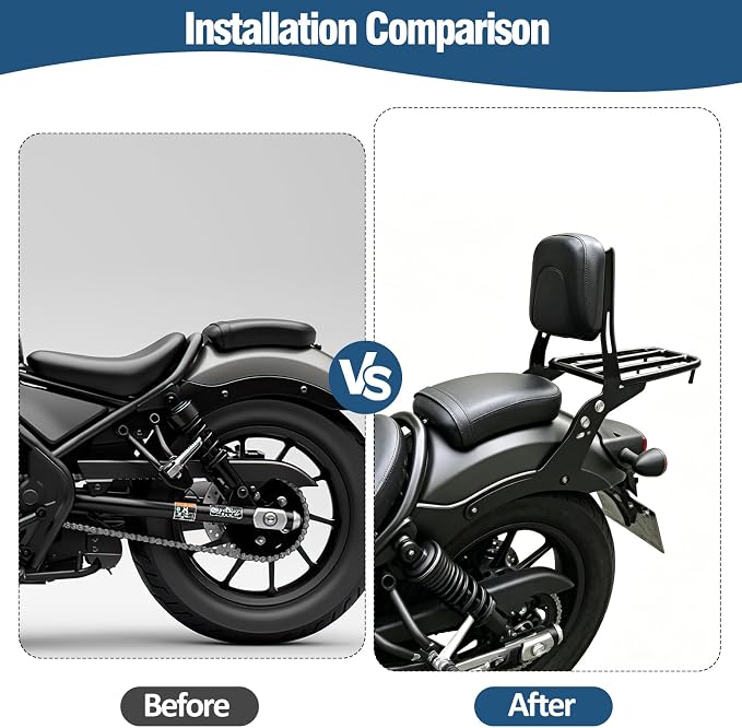 Detachable Seat Sissy Bar Backrest with Luggage Rack Passenger Rear Back Restfor Honda Rebel 300 500 1100 CMX 300 CMX500 CMX1100 2021 2022 2023 2024 2025 2026