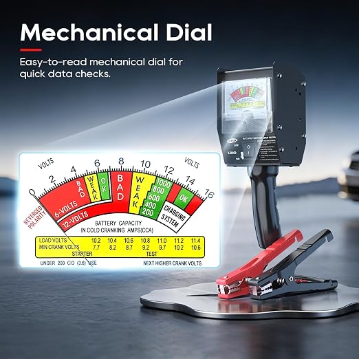 TOPDC 3181 Pro 130 Amp Heavy-Duty Battery Load Tester for 6V & 12V Automotive Batteries, with Anti-Slip Clamps