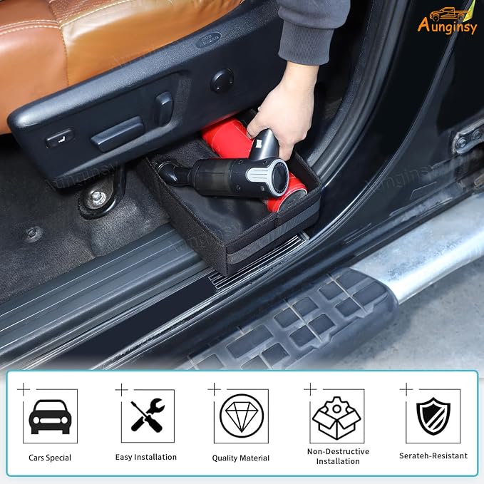 Aunginsy Front Row Driver's Under Seat Storage Bag Compatible with Toyota Tundra 2014-2021, Car Driver's Side Underseat Hidden Organizer Tray Storage Drawer Tool Box with Handle Accessories