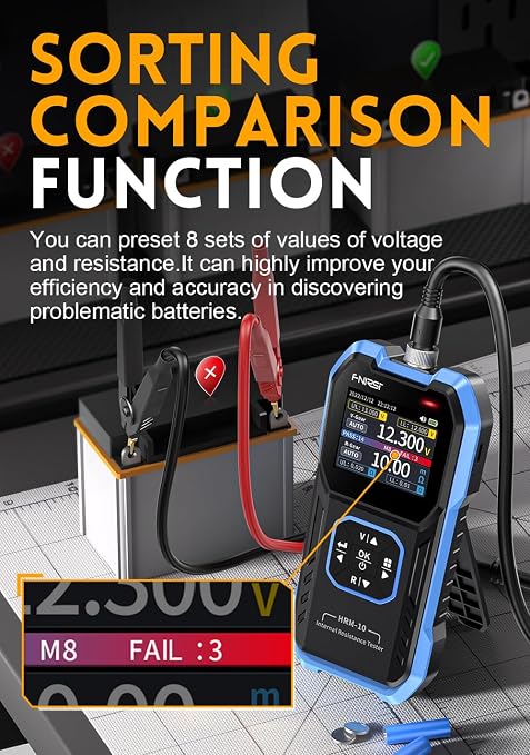 【Upgraded Kelvin Four-Terminal Sensing】 WESTOBIG Battery Tester Internal ResistanceTester for Universal Batteries Meter, Car Battery Tester, 0-100V 0m-200Ω, Digital Battery Analyzer for Automotive