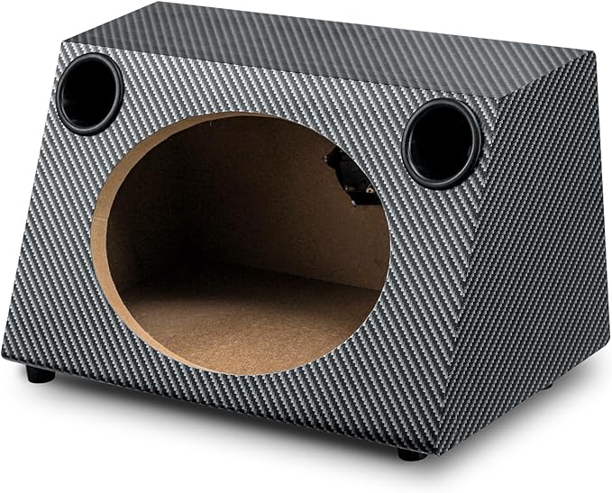6" X 9" Speaker Enclosure, Trapezoidal Car Speaker Empty Enclosure w/Sound-Absorbing Cotton & Speaker Spikes Pad Mat, PVC Veneer Speaker Box Enclosure for Home, Vehicle Sub Sound Supplies