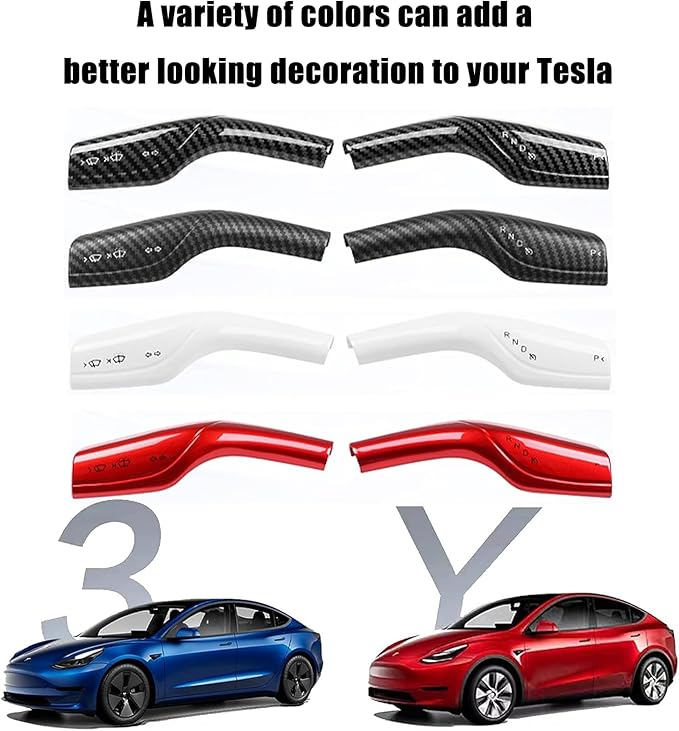 Steering Wheel Trim Cover with Gear Shift Cover for Tesla Model 3 Model Y Decorative Accessories 5Pcs (Red)