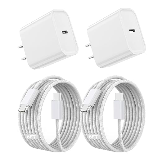iPhone 17 16 Pro Max Charger Fast Charging,20W Fast Charging USB-C Block[Apple MFi Certified]with 6ft USB-C Woven Cord Cable for iPhone 17 16 15 Pro Max,iPhone Air,iPad Pro/Air/Mini,20W USBC Charger.