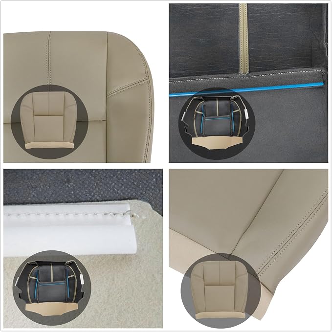 Driver & Passenger Side Bottom & Lean Back Covers #333 Light Tan Compatible with Chevy Silverado Tahoe Suburban Avalanche GMC Sierra Yukon 2007 2008 2009 2010 2012 2013 2014