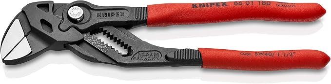 KNIPEX Tools Pliers Wrench (8601180), 7 1/4-Inch and Cobra Water Pump Pliers (8701250), Red, 10-Inch