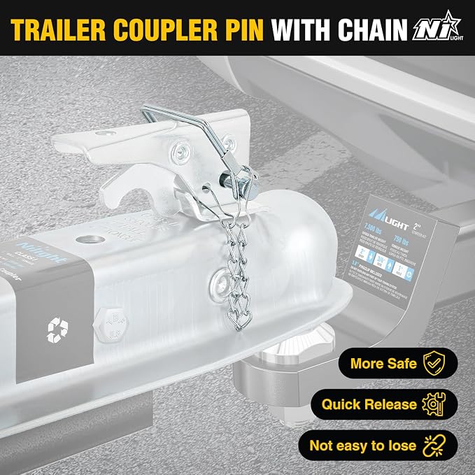 Nilight Straight Trailer Coupler with Security Latch&Chain for 2-Inch Hitch Ball, 2-Inch Channel,3500 LBS,Heavy Duty Trailler Tongue Coupler for Station Wagon, Truck, Bolted & Welded Installation