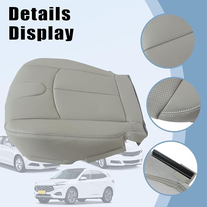 SecosAutoparts Front Driver & Passenger Side Bottom Replacement Seat Covers Gray Microfiber Leather Compatible with Infiniti G37 2008 2009 2010 2012 2013