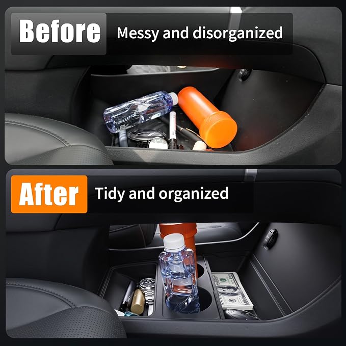 Center Console Organizer Compatible with 2024-2026 Hyundai Santa Fe Center Console Lower Insert Storage Tray TPE Underneath Storage Box for 2025 Santa Fe Accessories