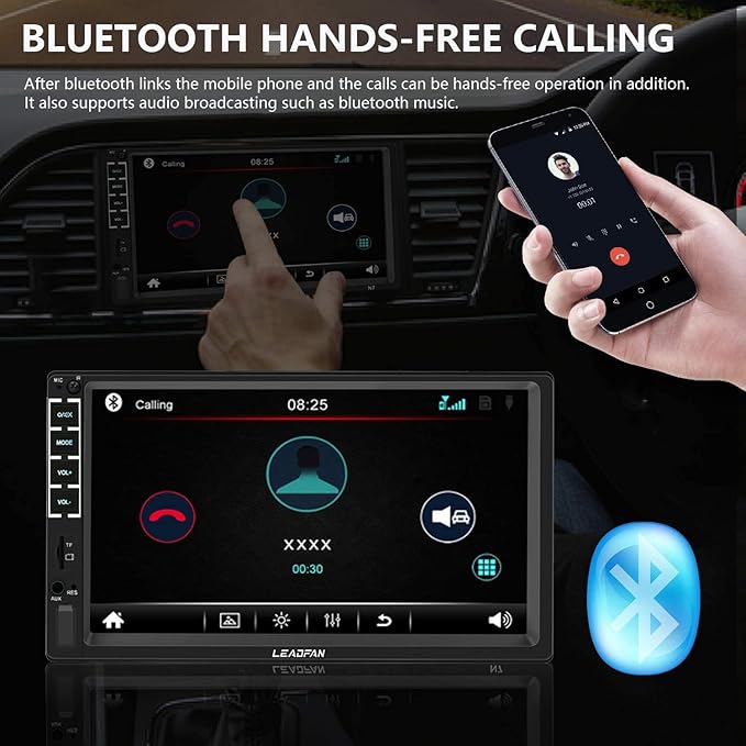 7" Car Stereo Double Din Touch Screen Car Radio Audio Receiver FM Radio Bluetooth Video Remote Control MP5/4/3 Player Android Phone Mirror Link USB/SD/AUX Hands Free Calling with Camera