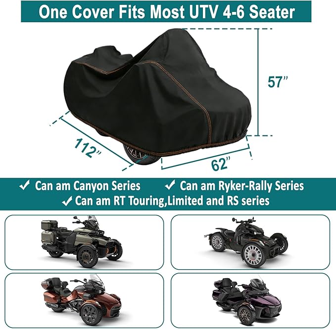 QYMOTO Can am Spyder F3 Limited Cover,Full Cover for RT Limited/Ryker 900/Touring/Sports RT Accessories/Canyon Compatible with All Spyder Models,Sea-to-Sky Waterproof Windproof All-Weather Protection