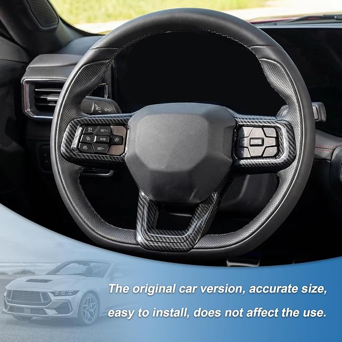 Carbon Fiber Steering Wheel Cover Compatible with Ford Mustang 2024 2025