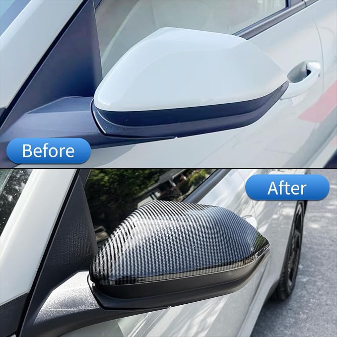2PCS Exterior Side Mirror Covers Trim Compatible with Kia K4 2025-2026 Accessories (Carbon Fiber Pattern)