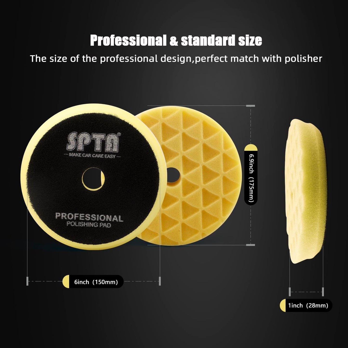 Buffing Polishing Pads, SPTA 6 Inch 150mm Body Repair Polishing Pad Set Made for 6 Inch Backing Plate, 6 Pcs Buffing Pads with Sponge, Wool and Micro-Fiber Pad Set for Car Detailing polishing Buffing