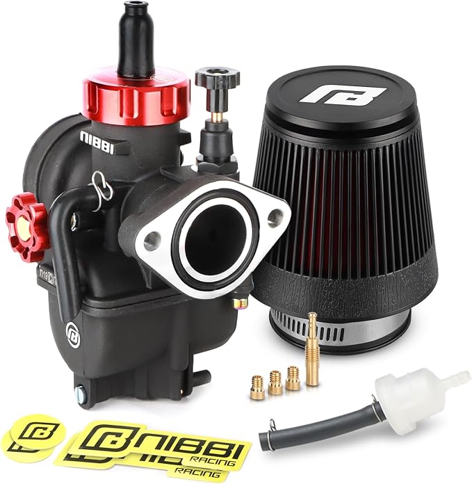 NIBBI 19mm Carburetor with CNC 48mm Air Filter kit,PE19FL Carburetor fit for 125cc Pit Bike,Upgrade for SSR125cc Apollo125cc X-PRO125cc Performance Parts