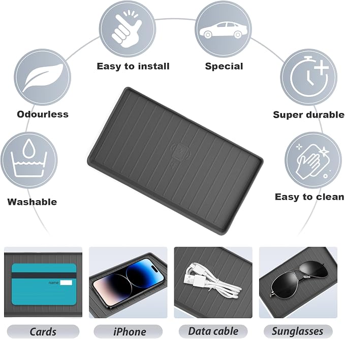 SKTU for 2026+ Nissan Sentra Wireless Charging Mat 2026+ Nissan Sentra (S/SV/SR/SL) Center Console Non-Slip Pad 2026 Sentra Accessories 2026 Sentra Rubber Console Mat-Durable