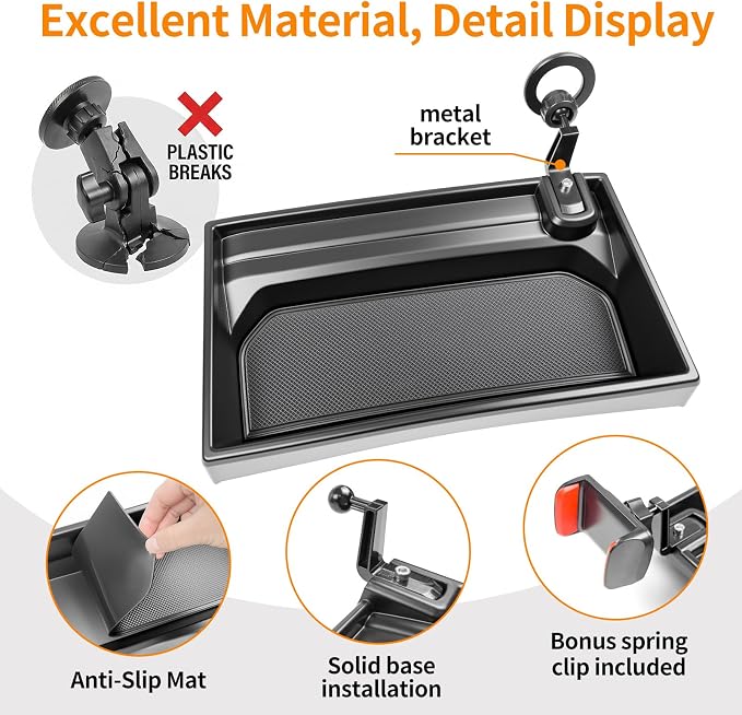 Dashboard Phone Holder Compatible with 2021-2025 Ford F150 with Speaker Center Console Organizer Dashboard Phone Multi-Mount Kit for F150 Accessories(f150 2021-2025 w/sub)