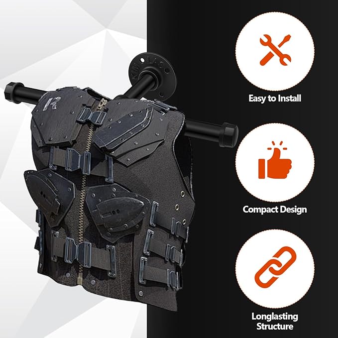 Yaocom Weight Vest Hanger Wall Mount Heavy Duty Tactical Gear Police Vest Holder Motorcycle Helmet Rack Stand for Gym Home Garage Train Armor Breastplate Backpack Organizers