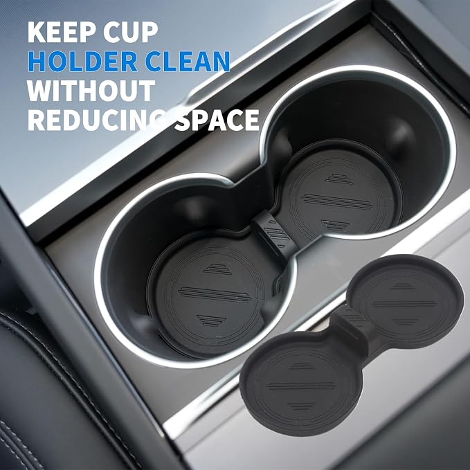 8PCS Tesla Model Y Juniper Accessories 2026, Center Console Organizer Tray Armrest Storage Box with Silicone Mats, Hidden Storage Box, Cup Holder Insert, Camera Cover