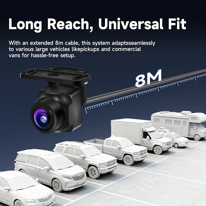 AHD 1080P Backup Camera for Car, Reverse/Front View Camera, 170° Fisheye Wide Angle, Super Night Vision, IP68 Waterproof, Only for 1080P Navigation