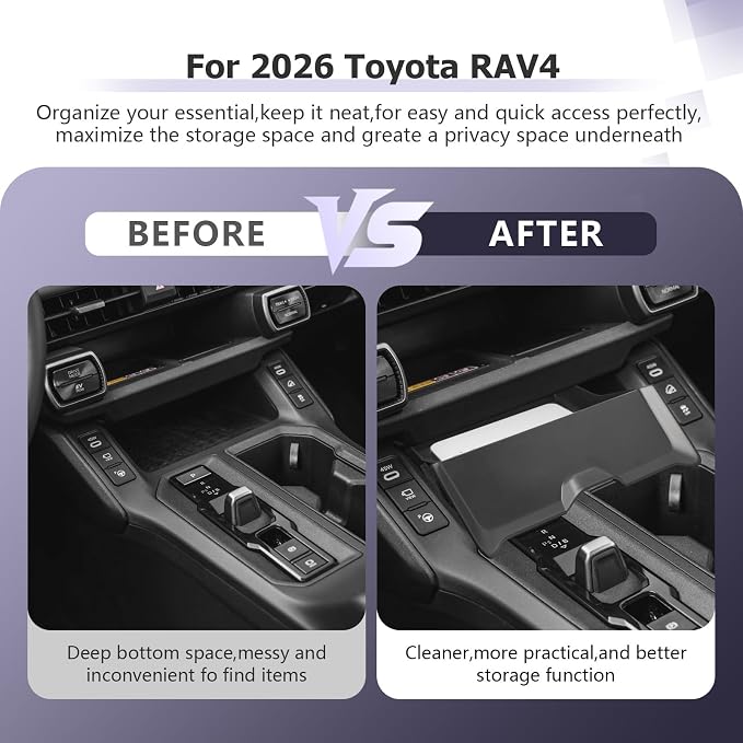 LUWU 2026 RAV 4 Center Console Organizer Compatible with 2026 RAV 4 Accessories Lower Drawer Organizer Tray Below Wireless Charging Spot Storage Box RAV4 Limited/RAV4 Hybrid 2026 Accessories
