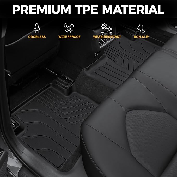 Floor Mats for Toyota Camry 2018-2024, All Weather Floor Mats Trunk Cargo Liner and Door Sill Guards Accessories, Full Coverage Set (Not fit AWD or Hybrid Models)