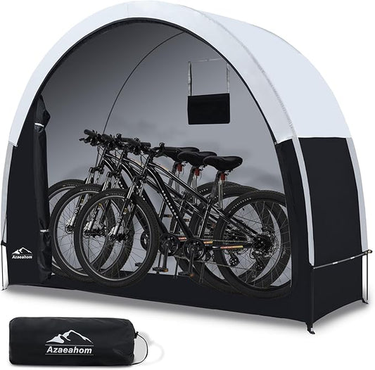Bike Storage Shed Tent with Rain Fly, Enhanced Waterproof & Sun Protection Outdoor Storage for Bicycle, Motorcycle, Easy Setup Portable Shelter for Garden Tools, Lawn Mower (Large)