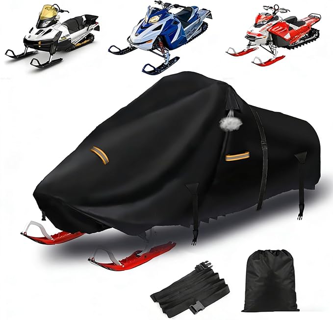 Snowmobile Cover 130 Inch, 900D Heavy Duty Durable Snowmobile Protective Covers with Full Protection Waterproof Universal Storage Cover Compatible with Polaris,Skidoo,Arctic Cat,CFMOTO,Camso,Lynx
