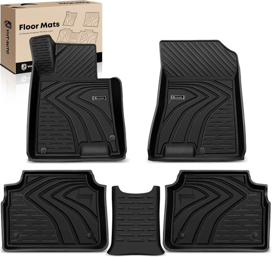 YHTAUTO Floor Mats Fit 2020-2024 Hyundai Sonata & 2021-2025 Kia K5 FWD, TPE All Weather Car Mats Waterproof Anti-Slip Odorless Floor Liner, Interior Car Accessories Front & 2nd Row Liner