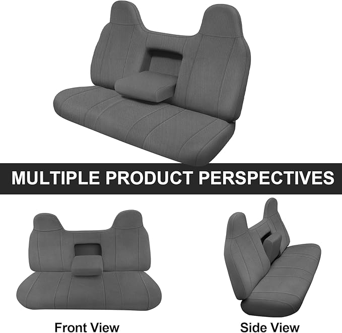 SAPUBK Front Bench Seat Covers Replace for 1993-1998 Ford Truck Regular, XCab and Crew Cab with Molded Headrests, Knitted Fabric Composite Soft Foam Lining Airmesh Breathable Seat Cover