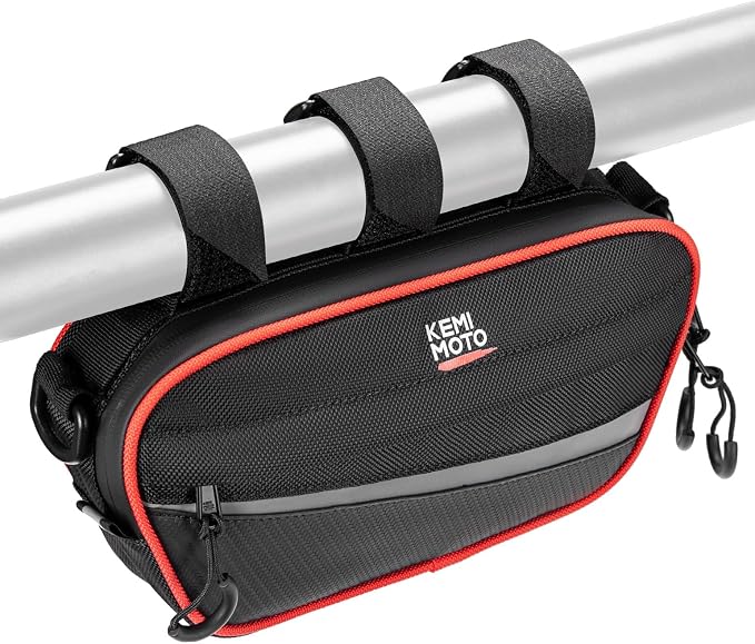 KEMIMOTO UTV Roll Cage Storage Bag Universal 1680D Grab Handle Storage Bag Dimensions 11" x 5" Side by Side Accessories Compatible with UTV, ATV, Bike, Off-road Vehicle, Black and Red