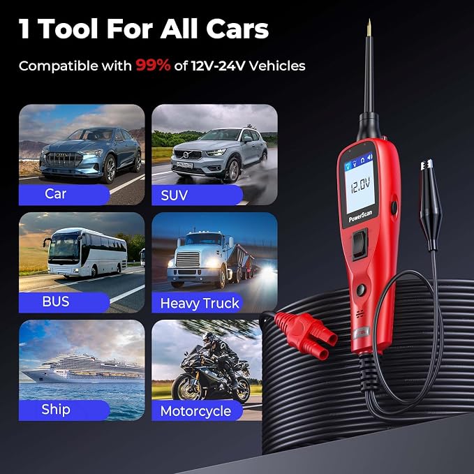 Autel PowerScan Automotive Circuit Tester: 2026 Power Circuit Probe Tool, 12-24V Electrical Short Open Breaker Circuit Finder, AC/DC Current Resistance, Duty Cycle, 20FT Extension Cord for All Cars