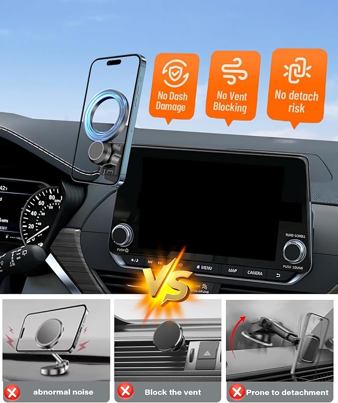 Magnetic Car Phone Mount for 2020-2025 Nissan Sentra /2021-2024 Altima Accessories,for MagSafe Strong Magnets Cell Phone Holder 7-Inch Screen Cradles,with Portable Phone Gripper 360° Rotation