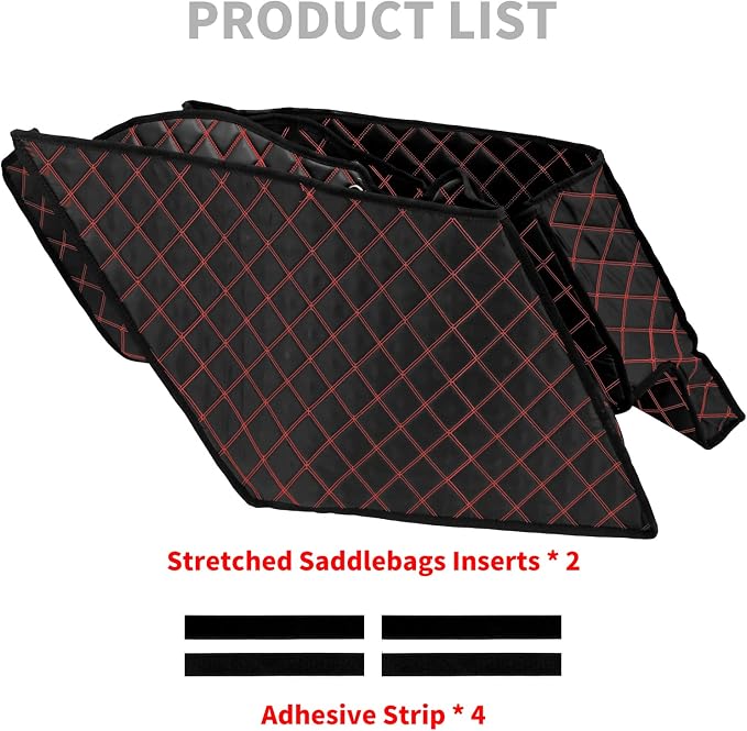 5'' Stretched Saddlebag Liners Inserts Red Thread Compatible with Harley 2014-2023 1 Pair