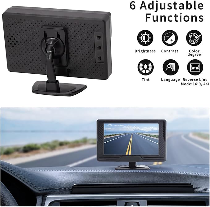 Car Backup Camera Monitor System Rear View Reverse Camera Waterproof Night Vision DIY Guide Lines LCD 1080P Display for Cars Truck Off-Road SUV Van Jeep UTV